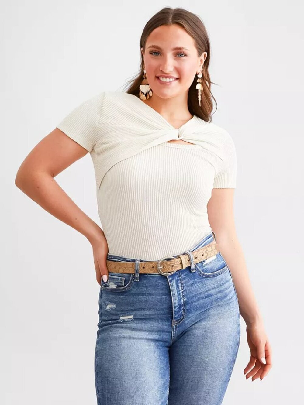 Daytrip Ribbed O-Ring Top Size L